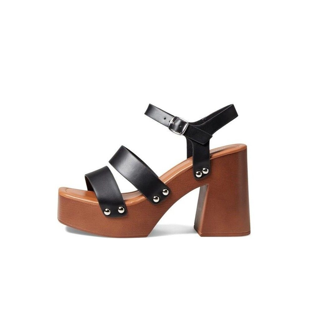 Madden Girl Womens 9.5 M Black Paris Greenvil Block Heel Sandals NIB TK1